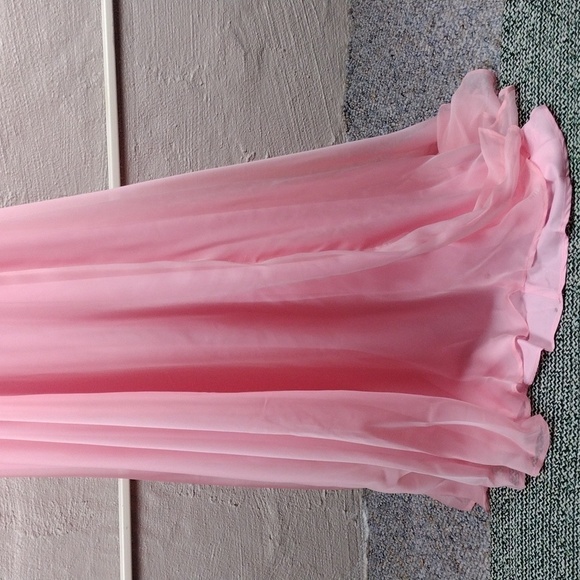 Rachel Allan Pink Crystal Embellished Two Piece Cropped Halter Maxi Skirt Set - Picture 7 of 16